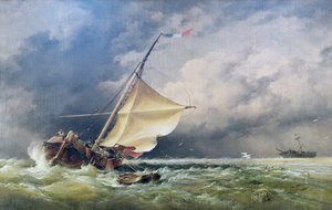 Un Beurtman Holandés Varado en las Arenas de Terschelling o en el Mar del Norte después de una Tormenta de Nieve, 1865